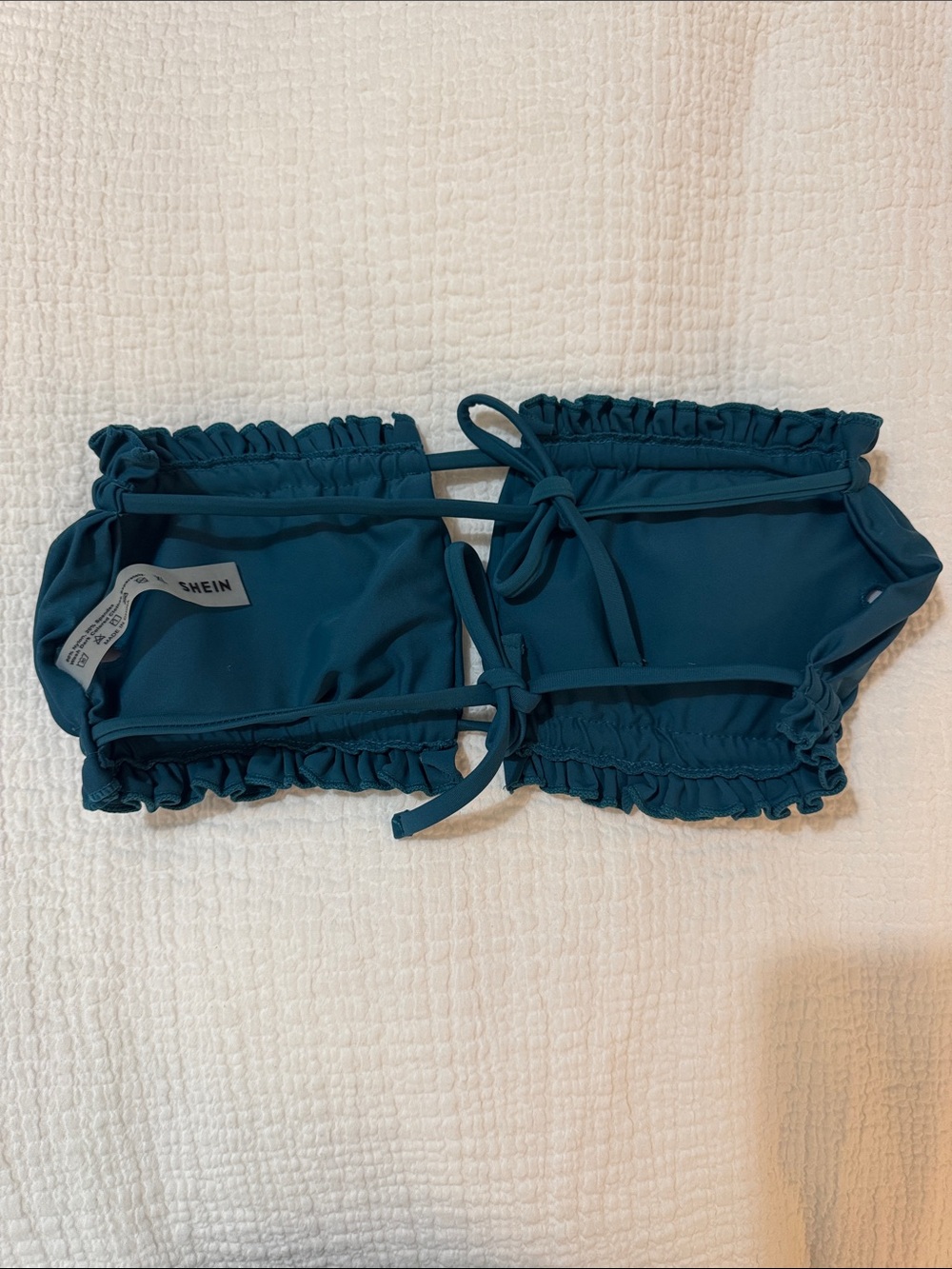 SHEIN Teal Ruffled Strapless Top - Picture 2 of 2